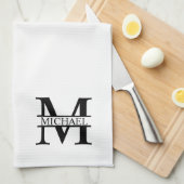 Gepersonaliseerd monogram en naam theedoek (Quarter Fold)