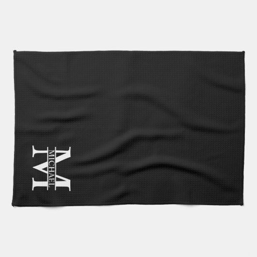 Gepersonaliseerd monogram en naam theedoek (Horizontaal)