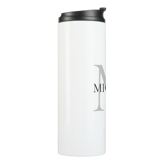 Gepersonaliseerd monogram en naam thermosbeker (Gedraaid links)