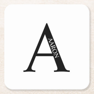 Gepersonaliseerd monogram en naam vierkante kartonnen onderzetter