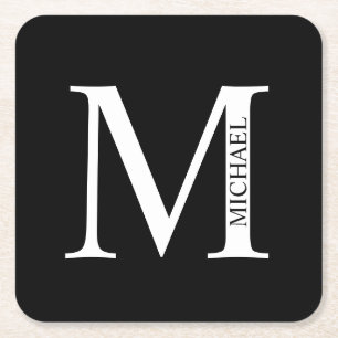 Gepersonaliseerd monogram en naam vierkante kartonnen onderzetter