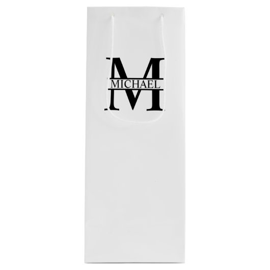 Gepersonaliseerd monogram en naam wijn cadeautas (Voorkant)