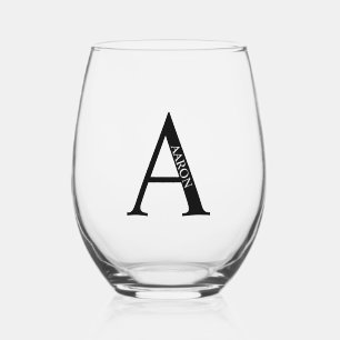 Gepersonaliseerd monogram en naam wijnglas zonder voet