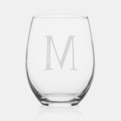 Gepersonaliseerd monogram en naam wijnglas zonder voet (Achterkant)