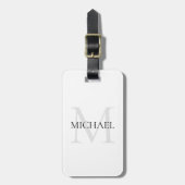 Gepersonaliseerd Monogram en Naam Wit Bagagelabel (Voorkant verticaal)