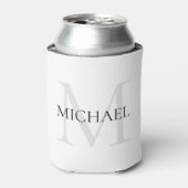 Gepersonaliseerd Monogram en Naam Wit Blikjeskoeler (Blikje Voorkant)