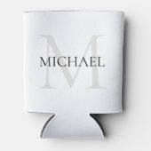 Gepersonaliseerd Monogram en Naam Wit Blikjeskoeler (Voorkant)