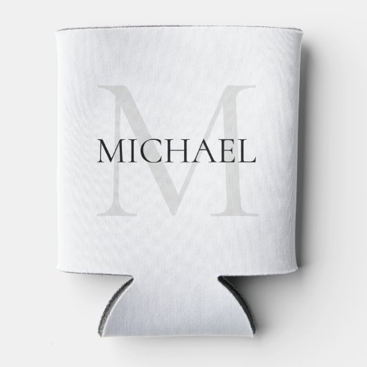 Gepersonaliseerd Monogram en Naam Wit Blikjeskoeler (Voorkant)