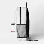 Gepersonaliseerd monogram en naam wit grijs rood bedrukte rugzak (Rechts)