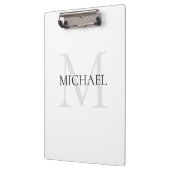 Gepersonaliseerd Monogram en Naam Wit Klembord (Links)