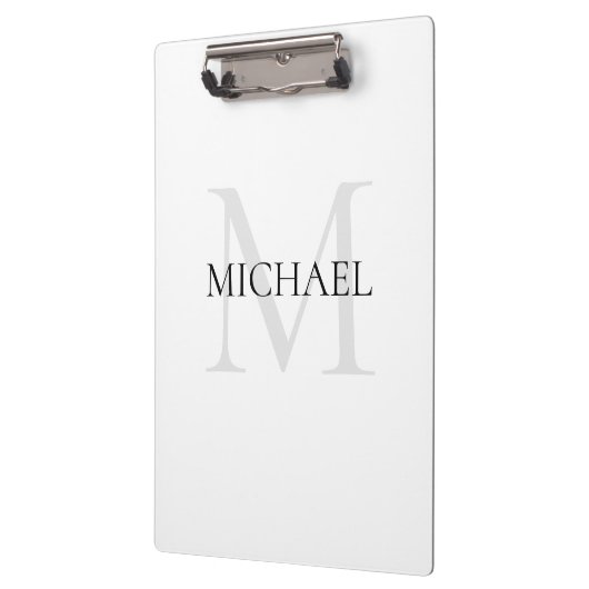 Gepersonaliseerd Monogram en Naam Wit Klembord (Links)