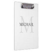 Gepersonaliseerd Monogram en Naam Wit Klembord (Rechts)