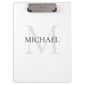 Gepersonaliseerd Monogram en Naam Wit Klembord (Voorkant)