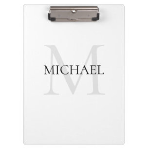 Gepersonaliseerd Monogram en Naam Wit Klembord