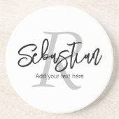 Gepersonaliseerd monogram en naam zandsteen onderzetter (Voorkant)