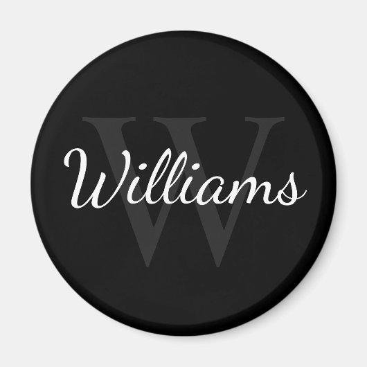 Gepersonaliseerd monogram en naam zwart magneet (Voorkant)