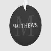 Gepersonaliseerd monogram en naam zwart ornament (voorkant)