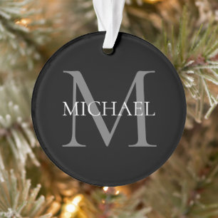 Gepersonaliseerd monogram en naam zwart ornament