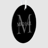 Gepersonaliseerd monogram en naam zwart ornament (voorkant)