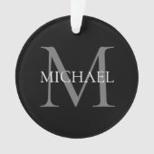 Gepersonaliseerd monogram en naam zwart ornament (voorkant)