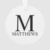 Gepersonaliseerd monogram en naamplaatje ornament (achterkant)