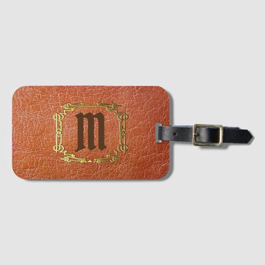 Gepersonaliseerd monogram Faux leder Bagagelabel (Voorkant (horizontaal))