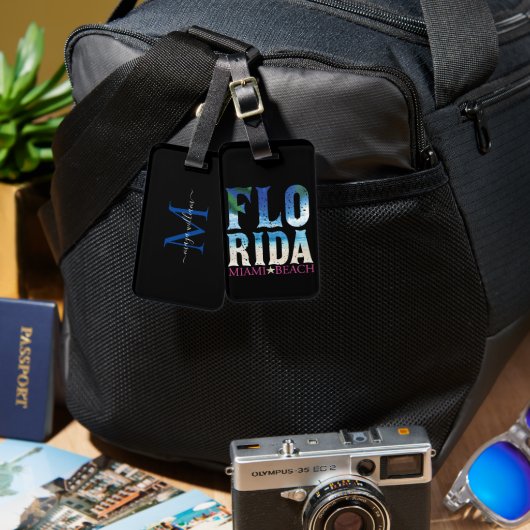 Gepersonaliseerd Monogram Florida, Miami Beach Bagagelabel (Voorkant /achterkant)