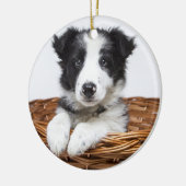 Gepersonaliseerd monogram & foto-kerstmis keramisch ornament (Links)