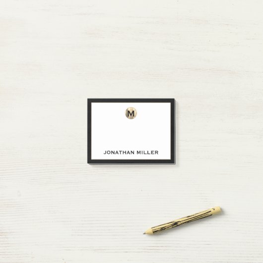Gepersonaliseerd monogram geborsteld metaal post-it® notes (Op bureau)