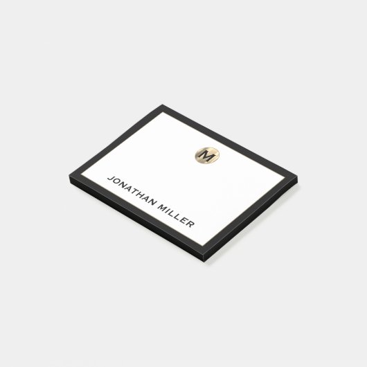 Gepersonaliseerd monogram geborsteld metaal post-it® notes (Schuin)