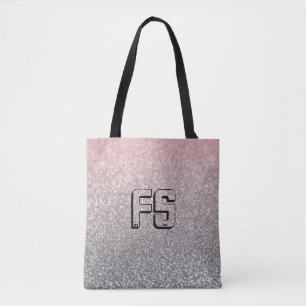 Gepersonaliseerd monogram glitter schitterend roz draagtas