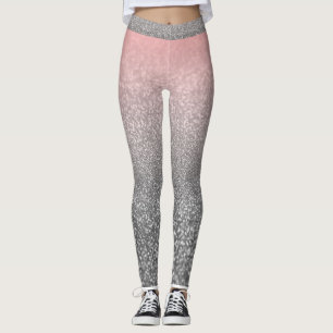 Gepersonaliseerd monogram glitter schitterend roz leggings