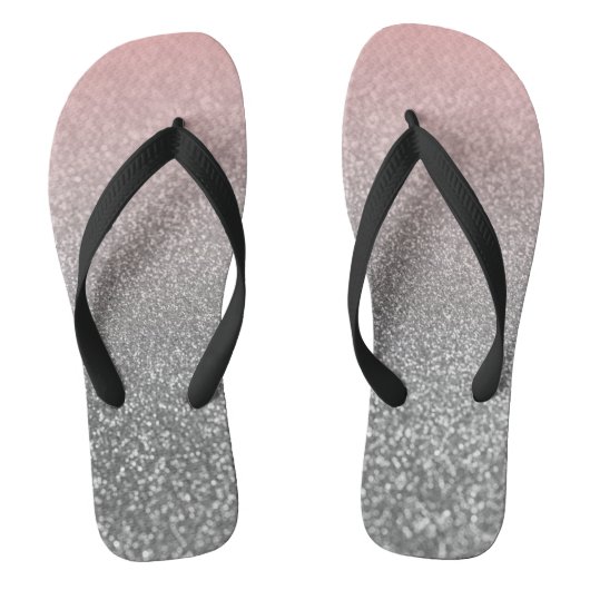 Gepersonaliseerd monogram  glitter schitterend roz teenslippers (Voetbed)