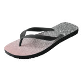 Gepersonaliseerd monogram  glitter schitterend roz teenslippers (Schuin)