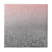 Gepersonaliseerd monogram glitter schitterend roz tegeltje (Voorkant)