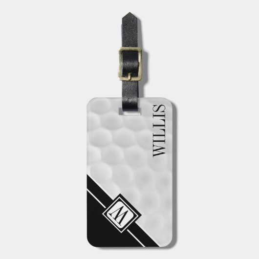 Gepersonaliseerd Monogram Golf Ball Bagagelabel (Voorkant verticaal)
