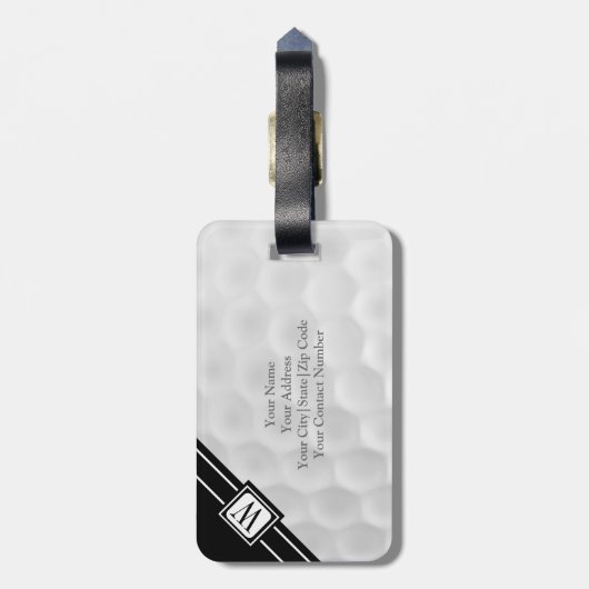 Gepersonaliseerd Monogram Golf Ball Bagagelabel (Achterkant verticaal)