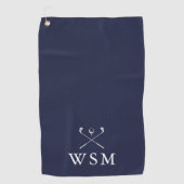 Gepersonaliseerd monogram Golf Clubs Navy Blue Golfhanddoek (Voorkant)