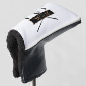 Gepersonaliseerd Monogram Goud en Zwart Stijlvol Golfheadcover (3/4 voorkant)