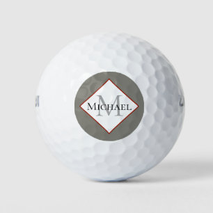 Gepersonaliseerd Monogram Gray Red Golf Balls Golfballen