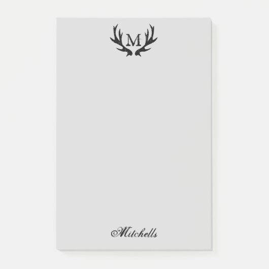 Gepersonaliseerd monogram  hertengewei logo post-it® notes (Voorkant)