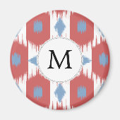 gepersonaliseerd monogram Ikat rood en blauw Magneet (Voorkant)