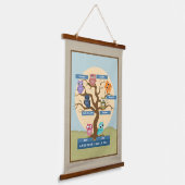 Gepersonaliseerd monogram in gezinsstructuur hangend wandkleed (Gebogen)