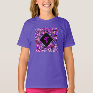 Gepersonaliseerd Monogram Initiaal Confetti Paars T-shirt