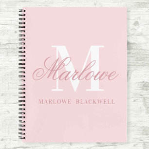 Gepersonaliseerd Monogram Initiaal Letter Blush Ro Notitieboek