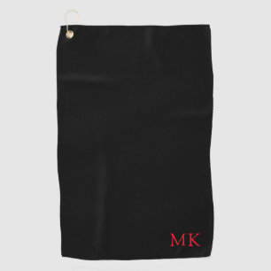 Gepersonaliseerd Monogram Initiaal Modern Zwart Ro Golfhanddoek