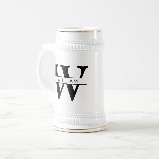gepersonaliseerd monogram initiaal & naam eenvoudi bierpul (Voorkant links)