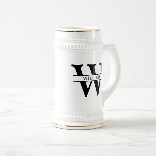 gepersonaliseerd monogram initiaal & naam eenvoudi bierpul (Voorkant rechts)