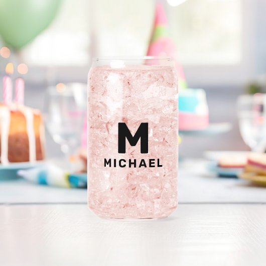 Gepersonaliseerd Monogram Initiaal & Naam Modern Blikvorm Glas (Insitu (Verjaardag))