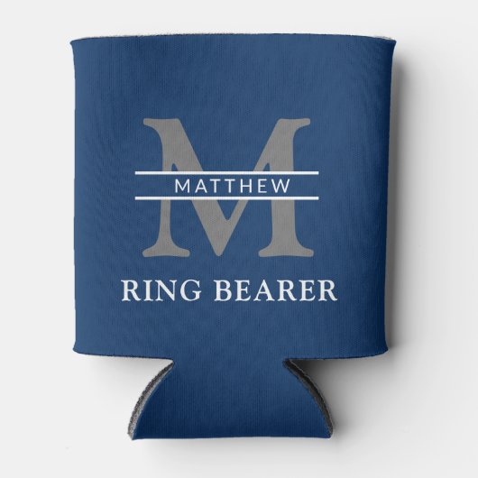 Gepersonaliseerd monogram initiaal & naam ringdrag blikjeskoeler (Voorkant)